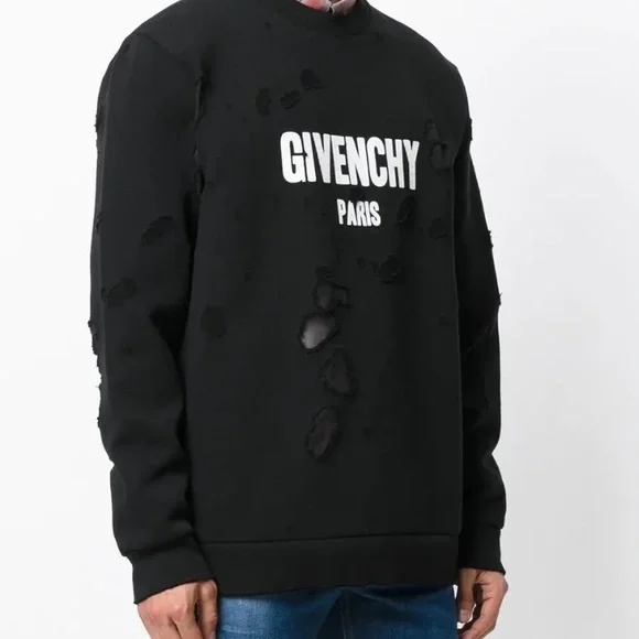 Givenchy Black Distressed Logo Sweatshirt